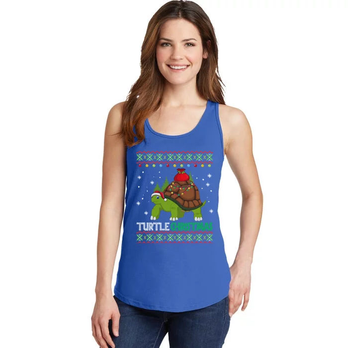 Funny Turtle Santa Ugly Christmas Gift Meaningful Gift Ladies Essential Tank