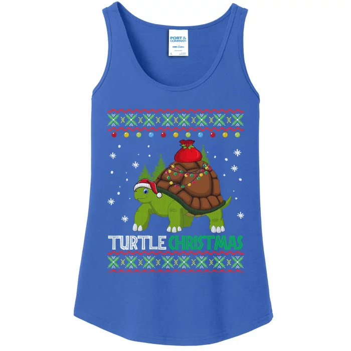 Funny Turtle Santa Ugly Christmas Gift Meaningful Gift Ladies Essential Tank