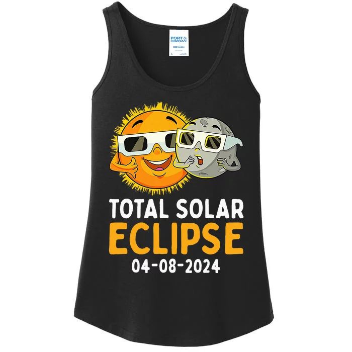 Funny Total Solar Eclipse April 8 2024 Ladies Essential Tank