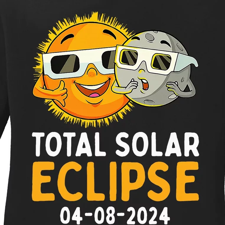 Funny Total Solar Eclipse April 8 2024 Ladies Long Sleeve Shirt