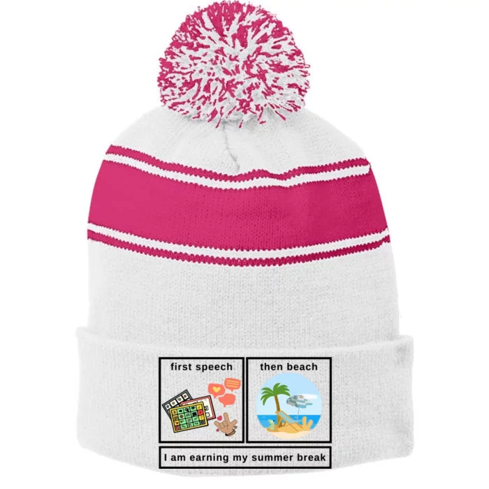 First Then Speech Therapy For Slpa Slp Stripe Pom Pom Beanie