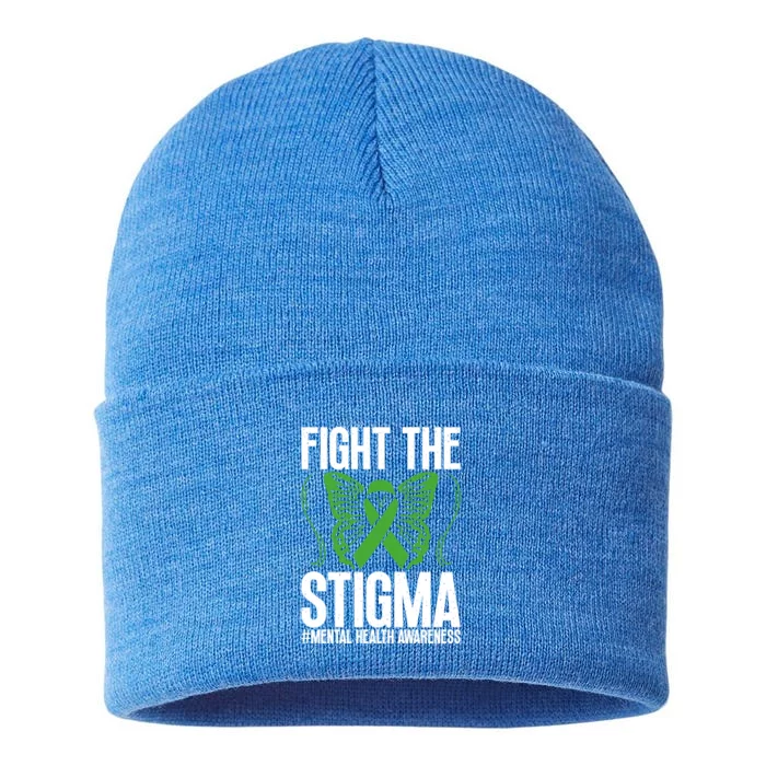 Fight The Stigma Anxiety Awareness Tal Health Disease Gift Sustainable Knit Beanie