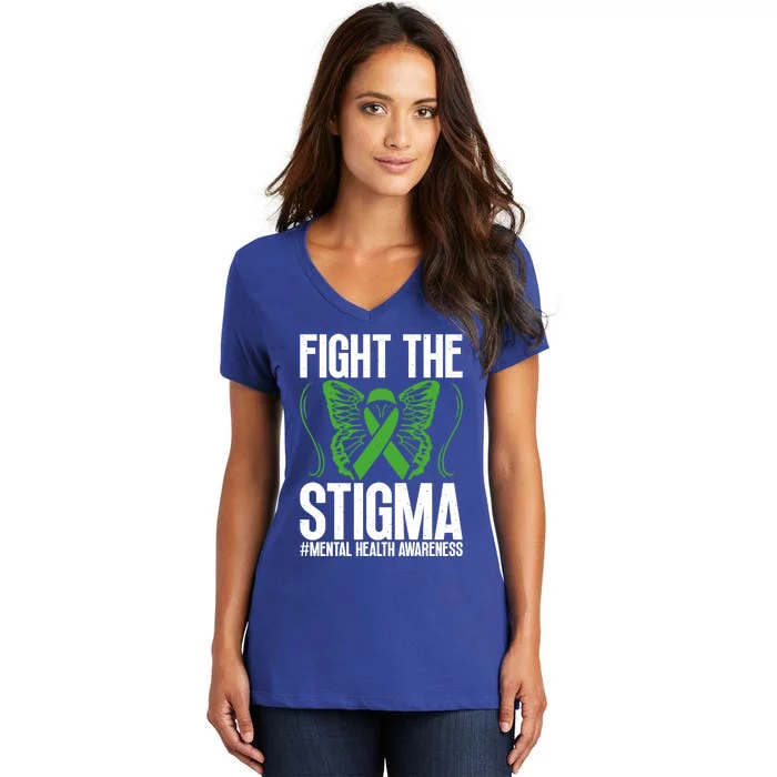 Fight The Stigma Anxiety Awareness Tal Health Disease Gift Women's V-Neck T-Shirt