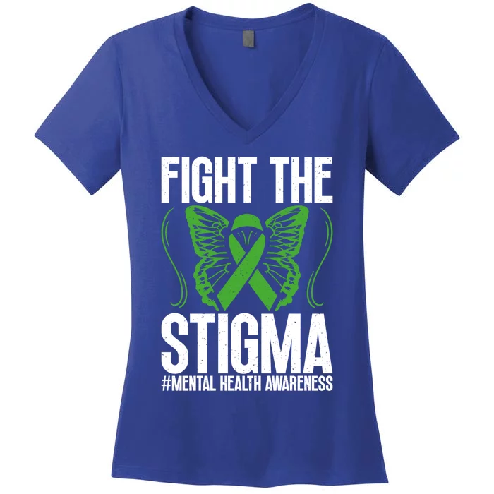 Fight The Stigma Anxiety Awareness Tal Health Disease Gift Women's V-Neck T-Shirt