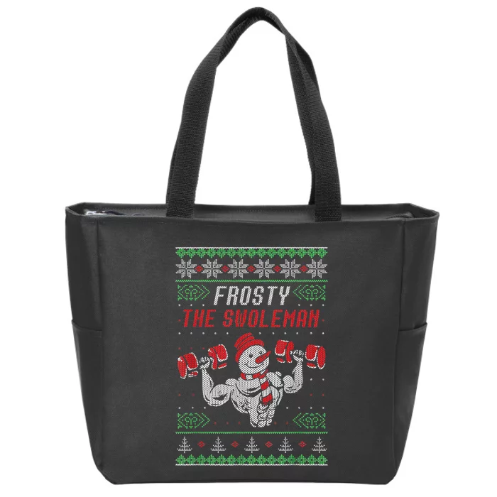 Frosty The Swoleman Funny Gymer Ugly Xmas Zip Tote Bag