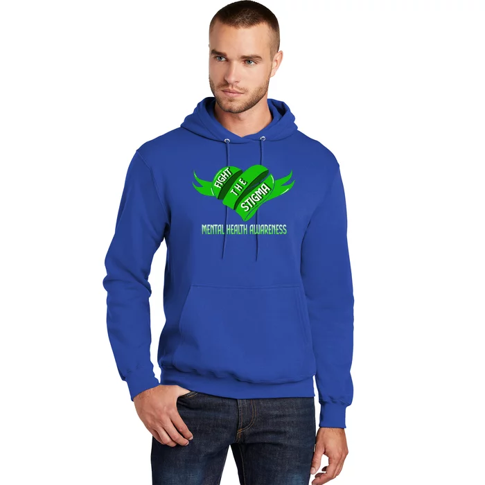 Fight The Stigma Green Heart Gift Tal Health Awareness Gift Hoodie