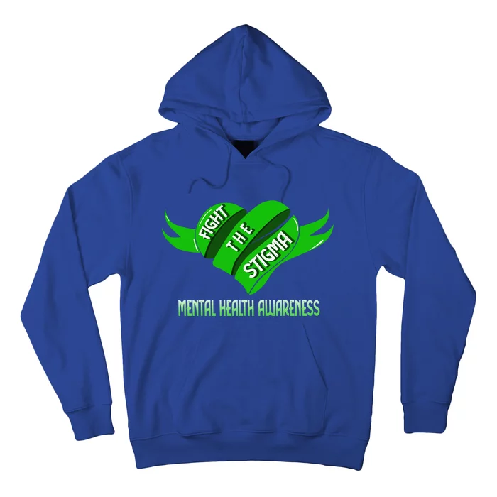 Fight The Stigma Green Heart Gift Tal Health Awareness Gift Hoodie