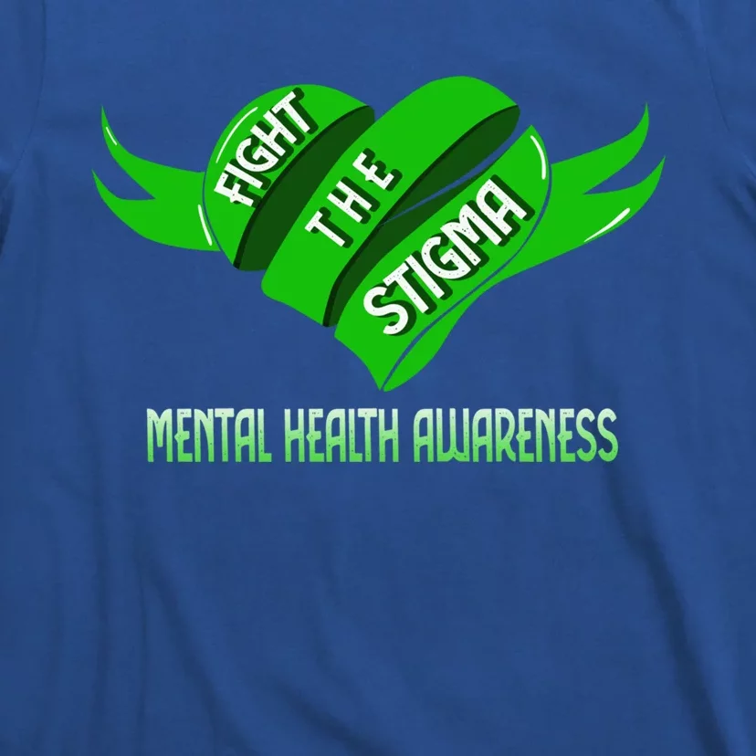 Fight The Stigma Green Heart Gift Tal Health Awareness Gift T-Shirt