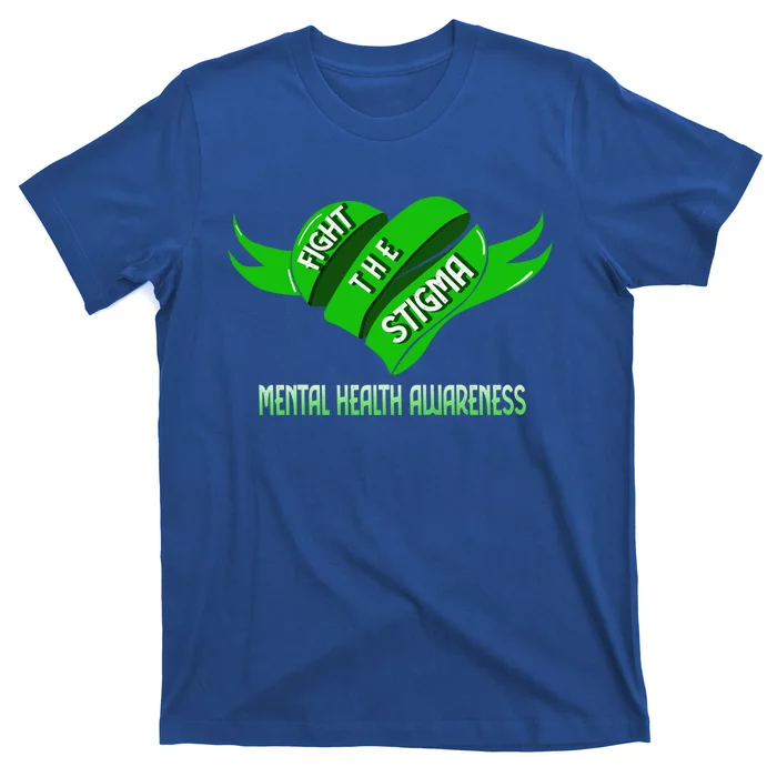 Fight The Stigma Green Heart Gift Tal Health Awareness Gift T-Shirt