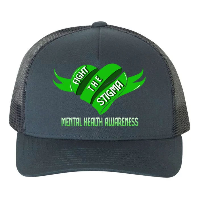 Fight The Stigma Green Heart Gift Tal Health Awareness Gift Yupoong Adult 5-Panel Trucker Hat