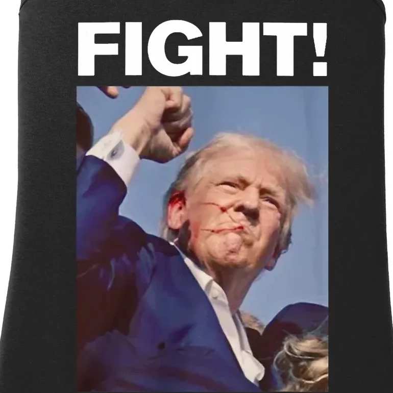 Fight! Trump Shot Trump Rally Fight For America Ladies Essential Tank