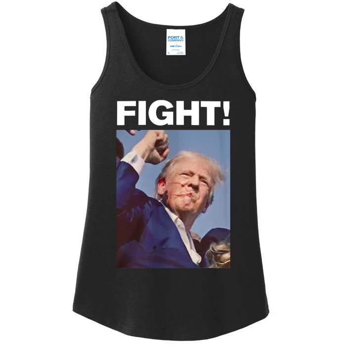 Fight! Trump Shot Trump Rally Fight For America Ladies Essential Tank