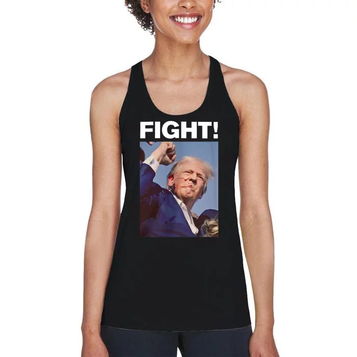 Fight! Trump Shot Trump Rally Fight For America Women's Racerback Tank