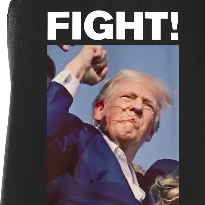 Fight! Trump Shot Trump Rally Fight For America Women's Racerback Tank