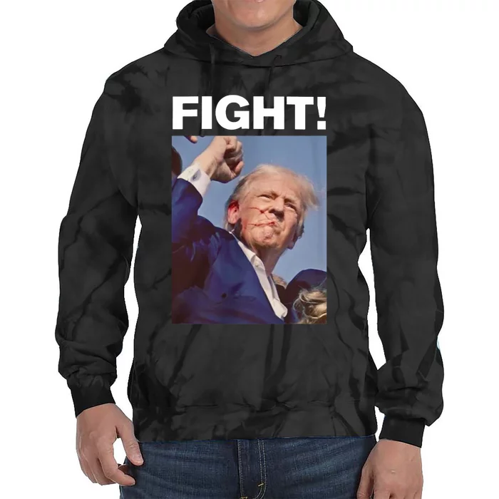 Fight! Trump Shot Trump Rally Fight For America Tie Dye Hoodie