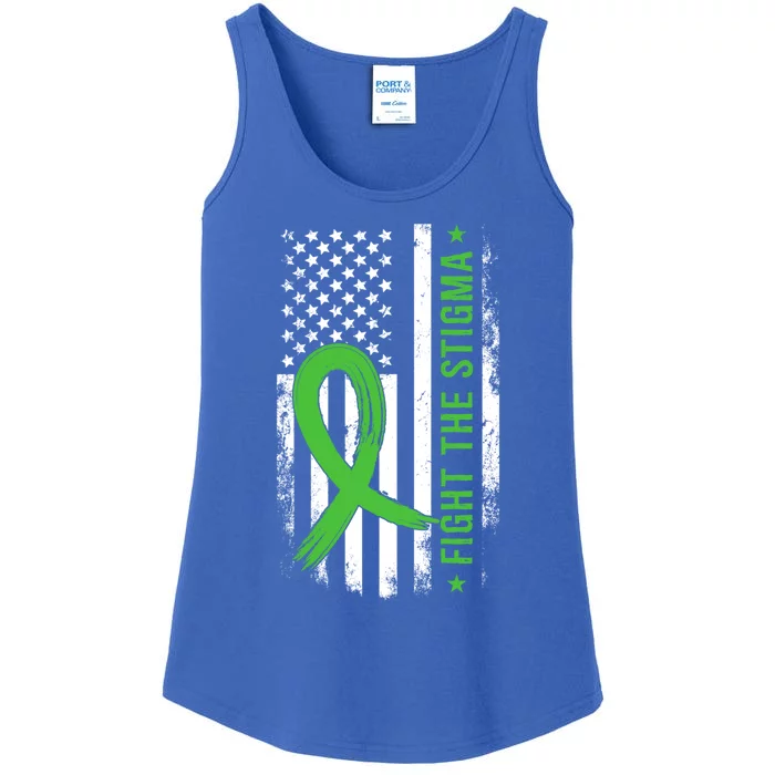 Fight The Stigma Green May Tal Health Awareness Gift Ladies Essential Tank