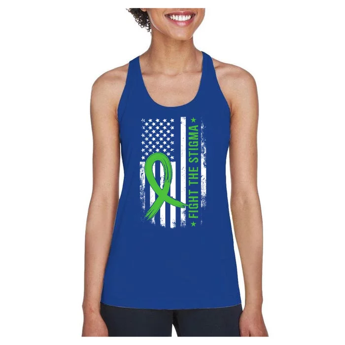 Fight The Stigma Green May Tal Health Awareness Gift Women's Racerback Tank