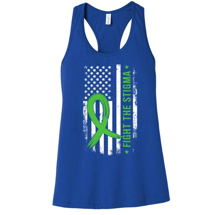 Fight The Stigma Green May Tal Health Awareness Gift Women's Racerback Tank