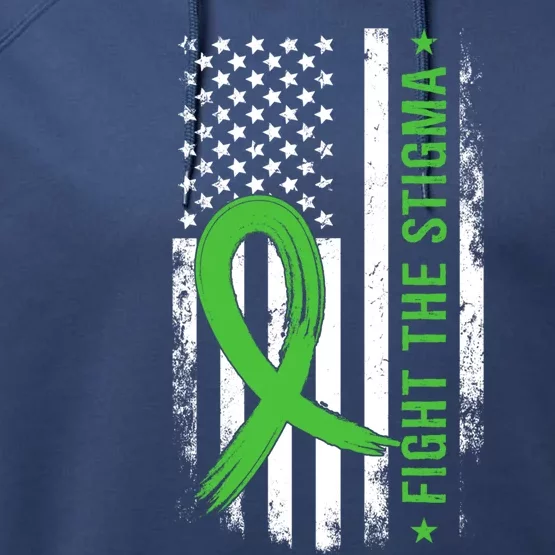 Fight The Stigma Green May Tal Health Awareness Gift Performance Fleece Hoodie