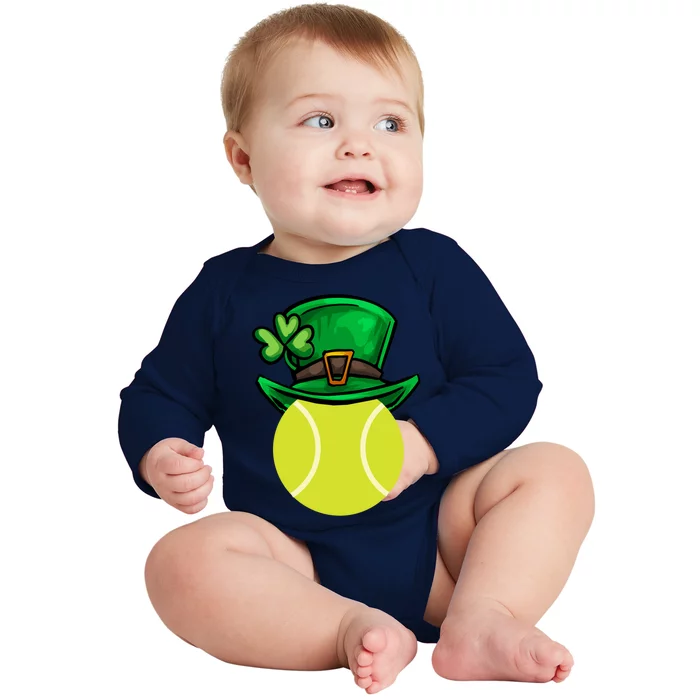 Funny Tennis St Patricks Day Irish Tennis Funny Gift Baby Long Sleeve Bodysuit