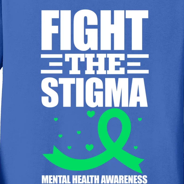 Fight The Stigma Tal Health Awareness Anxiety Anxious Gift Kids Long Sleeve Shirt