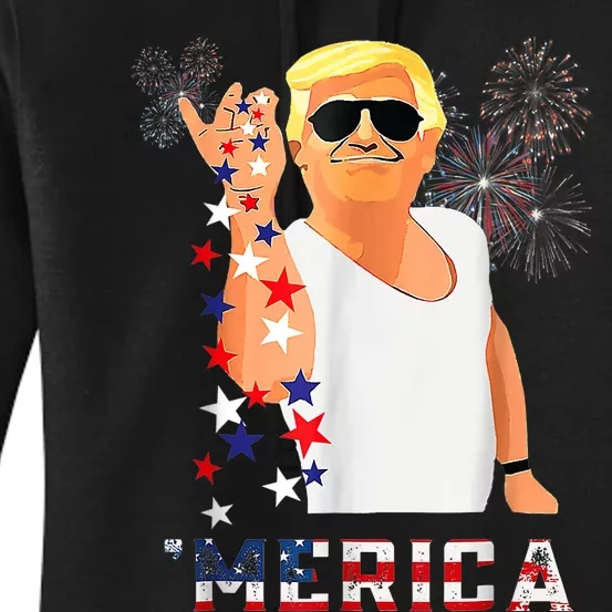 Funny Trump Salt Merica Freedom 4th Of July Usa Flag 2024 Women's Pullover Hoodie