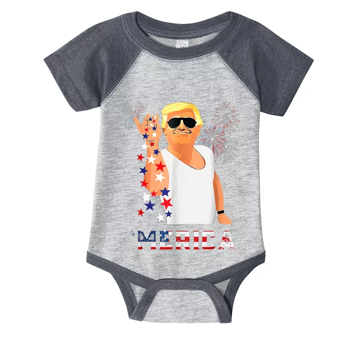 Funny Trump Salt Merica Freedom 4th Of July Usa Flag 2024 Infant Baby Jersey Bodysuit