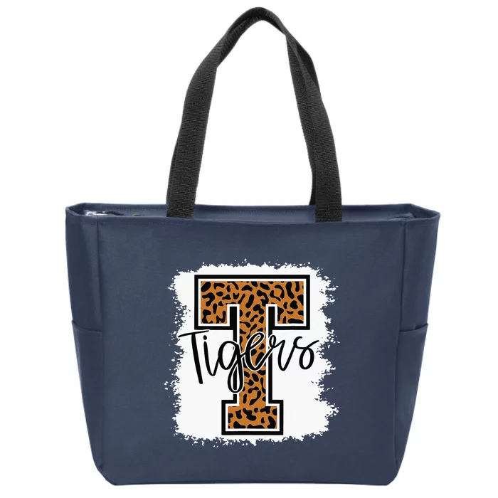 Football Tigers School Sports Fan Team Spirit Zip Tote Bag