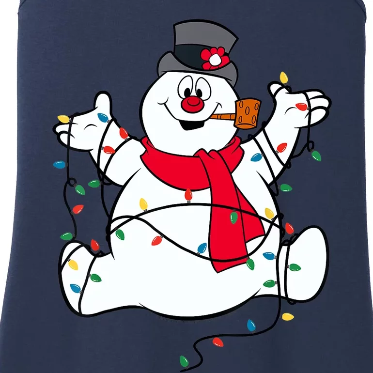 Frosty The Snowman Christmas Lights Portrait T Ladies Essential Tank