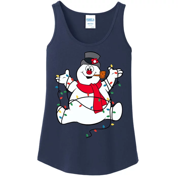 Frosty The Snowman Christmas Lights Portrait T Ladies Essential Tank