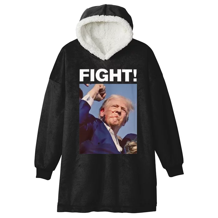 Fight! Trump Shot Trump Rally Hooded Wearable Blanket