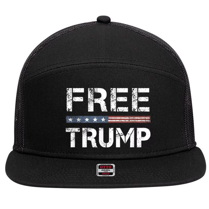 Free Trump Support Trump 2024 America Flag 7 Panel Mesh Trucker Snapback Hat