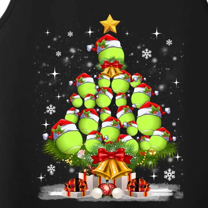 Funny Tennis Santa Player Christmas Tree Hat In Snow Xmas Gift Performance Tank