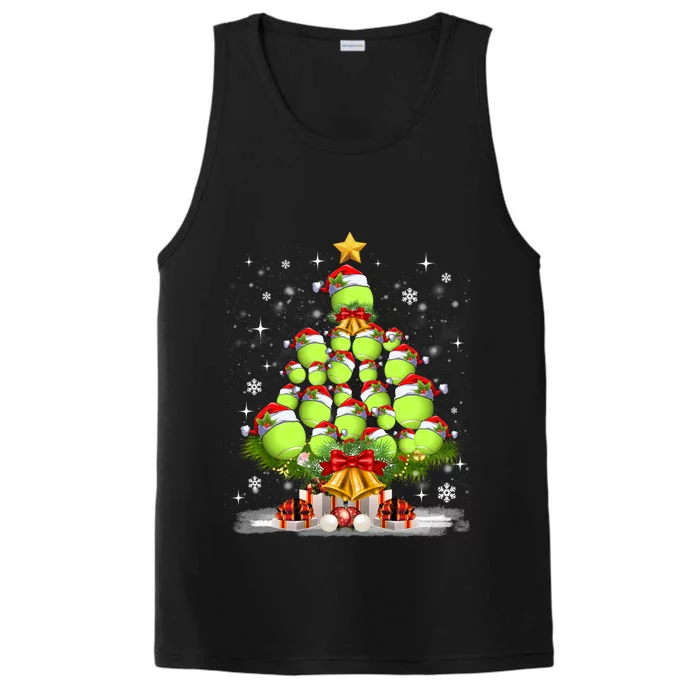 Funny Tennis Santa Player Christmas Tree Hat In Snow Xmas Gift Performance Tank