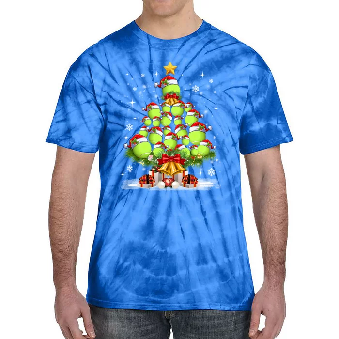 Funny Tennis Santa Player Christmas Tree Hat In Snow Xmas Gift Tie-Dye T-Shirt