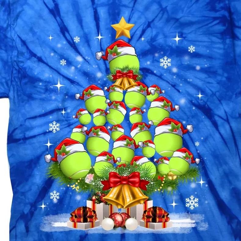 Funny Tennis Santa Player Christmas Tree Hat In Snow Xmas Gift Tie-Dye T-Shirt