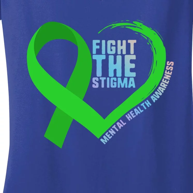 Fight The Stigma Tal Health Awareness Depression Anxiety Cool Gift Women's V-Neck T-Shirt