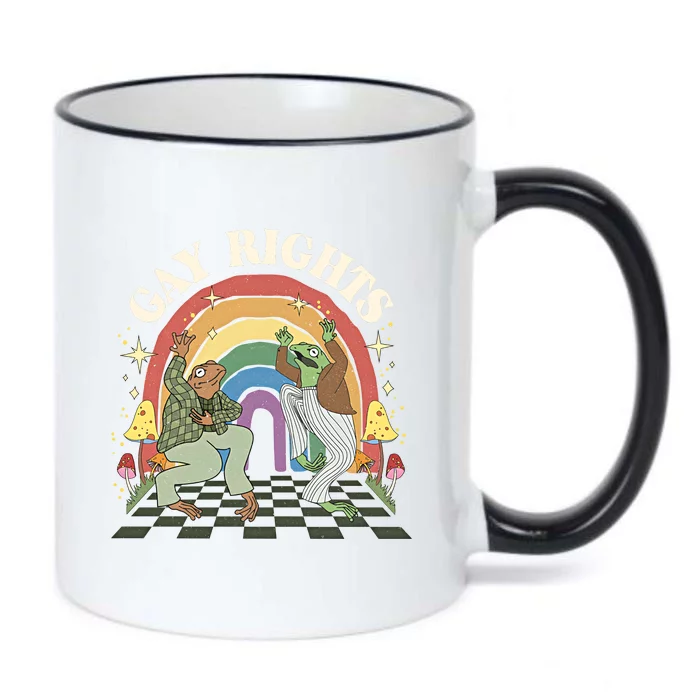 Frog & Toad Say Gay Rights Frog LGBT LGBTQ Rights L Rainbow Pride Month Black Color Changing Mug