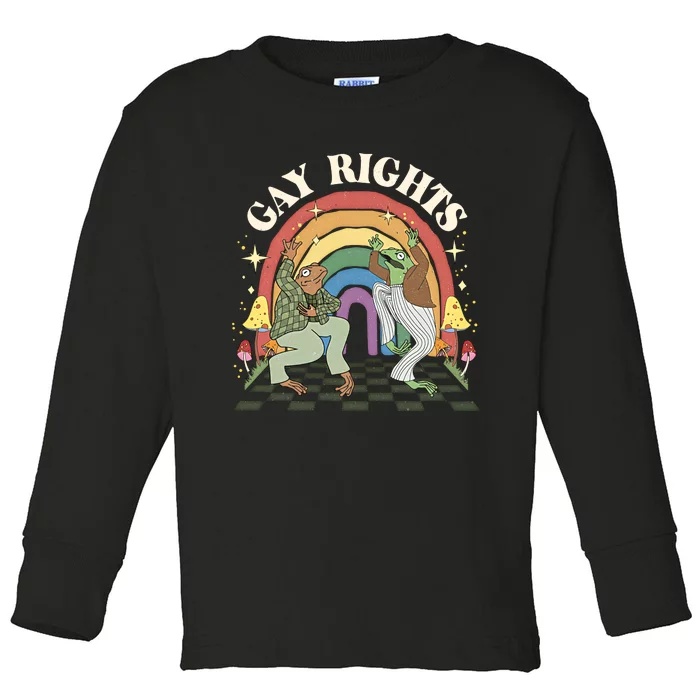 Frog & Toad Say Gay Rights Frog LGBT LGBTQ Rights L Rainbow Pride Month Toddler Long Sleeve Shirt