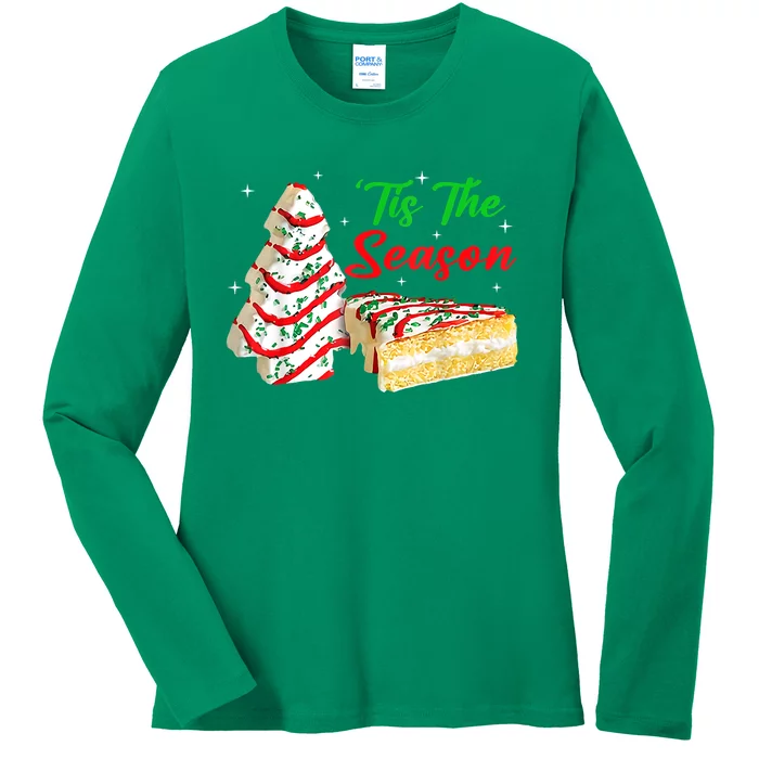 Funny Tis The Season Christmas Tree Cakes Debbie Ladies Long Sleeve Shirt