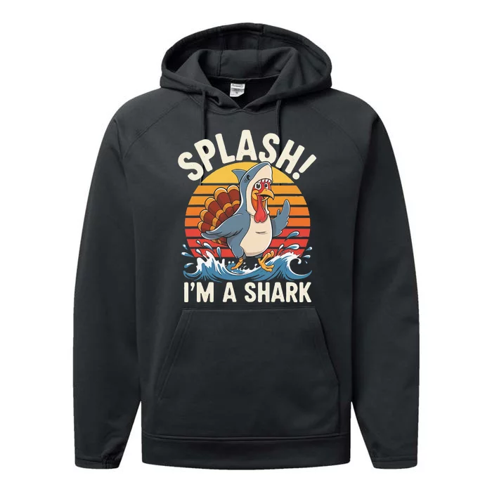 Funny Thanksgiving Turkey Shark Costume Family Holiday Gifts Performance Fleece Hoodie