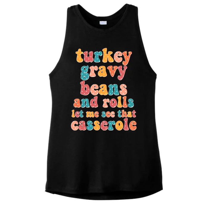 Funny Thanksgiving Turkey Gravy Beans And Rolls Ladies Tri-Blend Wicking Tank