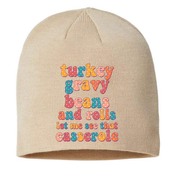 Funny Thanksgiving Turkey Gravy Beans And Rolls 8 1/2in Sustainable Knit Beanie