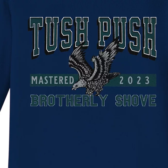 Funny The Tush Push Eagles Brotherly Shove Baby Long Sleeve Bodysuit