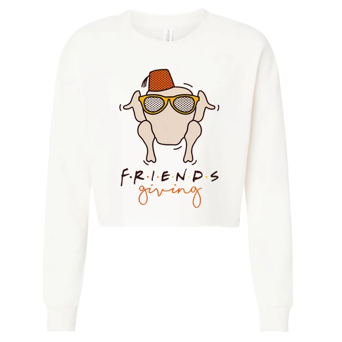 Funny Thanksgiving Turkey Head Friends Cropped Pullover Crew