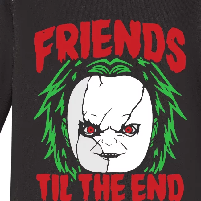 Friends Till The End Lazy Halloween Costume Horror Movie Baby Long Sleeve Bodysuit