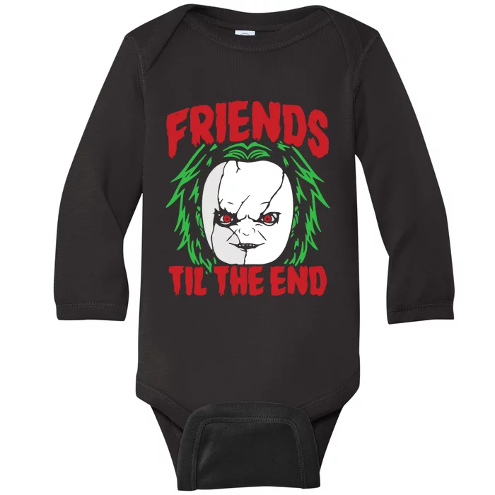 Friends Till The End Lazy Halloween Costume Horror Movie Baby Long Sleeve Bodysuit