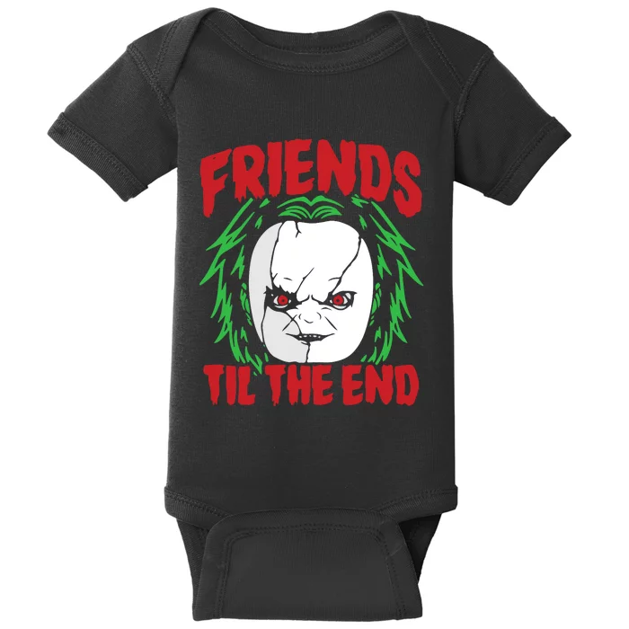 Friends Till The End Lazy Halloween Costume Horror Movie Baby Bodysuit