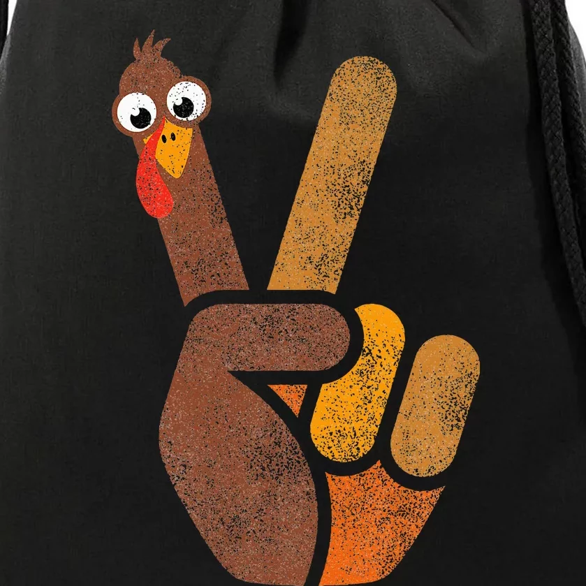 funny Thanksgiving Turkey Peace Sign Drawstring Bag