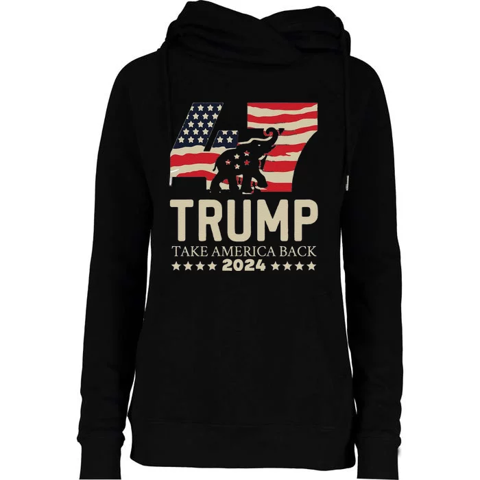 Funny Trump Take America Back 2024 Make America Great Again Womens Funnel Neck Pullover Hood